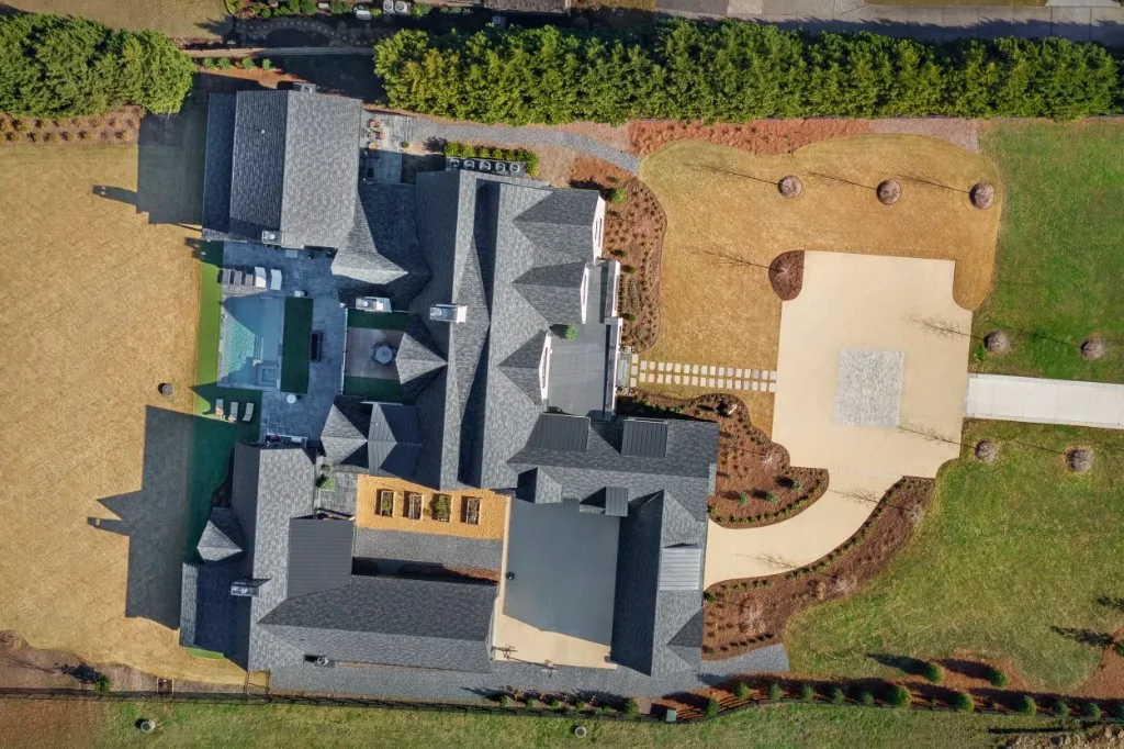 Berkeley Lake — aerial view of the estate and grounds